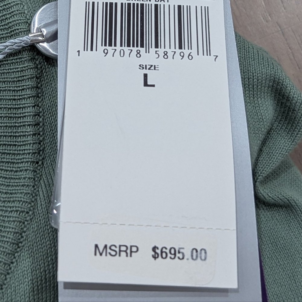 $695 Mens Ralph Lauren Purple Label Cotton Crewneck Sweater Light Green Large - Picture 6 of 6